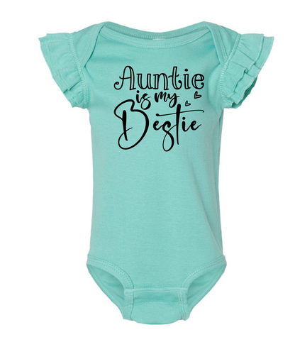 Auntie is my Bestie Baby Ruffle Baby Onesie