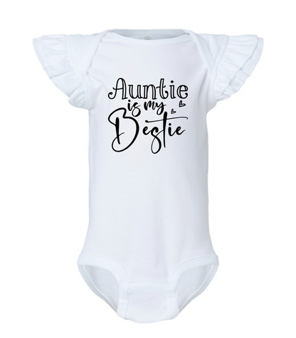 Auntie is my Bestie Baby Ruffle Baby Onesie