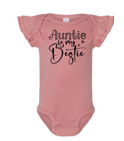 Auntie is my Bestie Baby Ruffle Baby Onesie