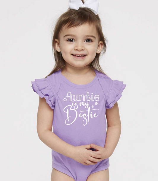 Auntie is my Bestie Baby Ruffle Baby Onesie